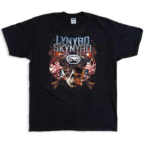 Vintage Lynyrd Skynyrd "Cylinder Head Skull" Event T-Shirt - Picture 1 of 8